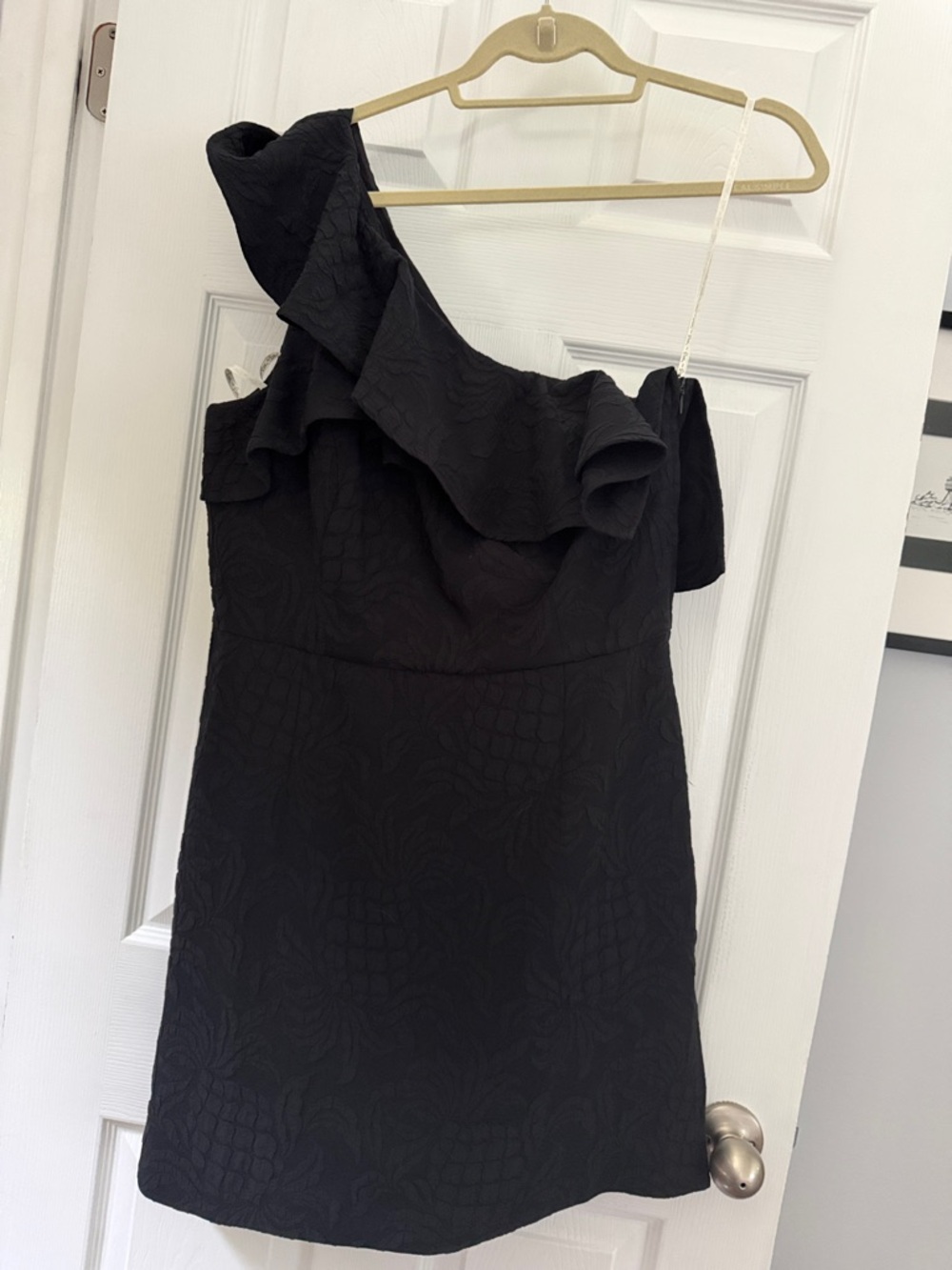 Lilly Pulitzer Black One-Shoulder Ruffle romper